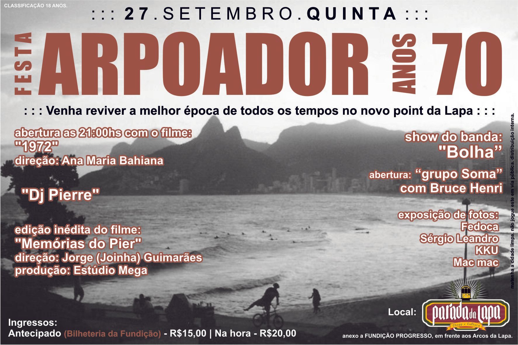 Promoção Pier de Ipanema Festa Arpoador Anos 70